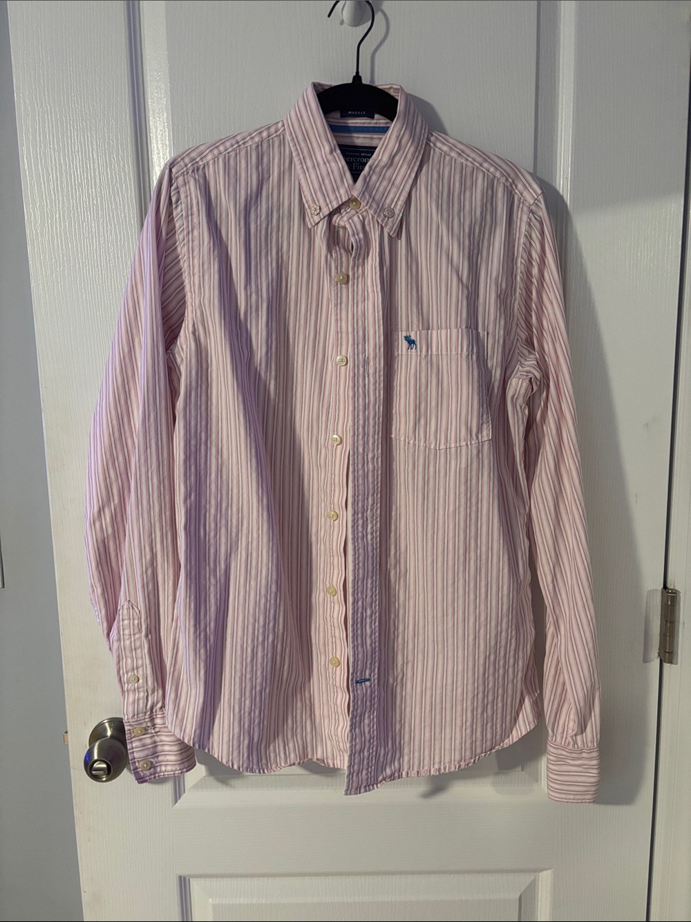 Abercrombie & Fitch Pink Striped Button-Down Dress Shirt